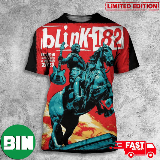 Blink 182 Event Poster World Tour Tuesday 3 October 2023 WiZink Center Madrid Spain All Over Print T-Shirts