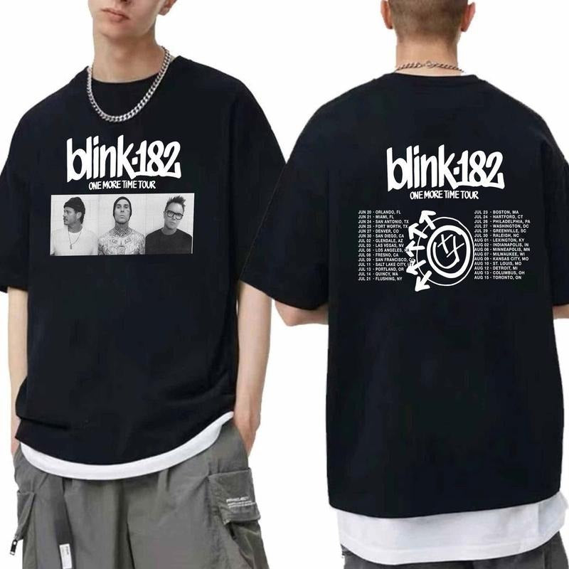 Blink 182 One More 2024 Tour Two Sided T Shirt, Link 182 Band Fan Gift, Blink 182 Tour Merch, Rock Band Shirt, 2024 Tour...