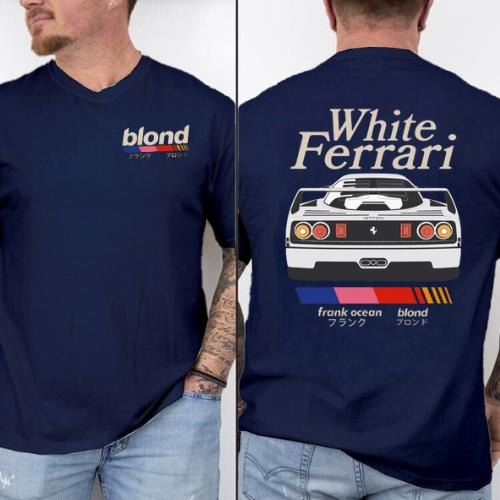 Blond White Ferrari Frank Ocean T-shirt Racing Double Side Shirt Casual Streetwear Unisex Tee Gift Ferrari Fan Hoodie,...