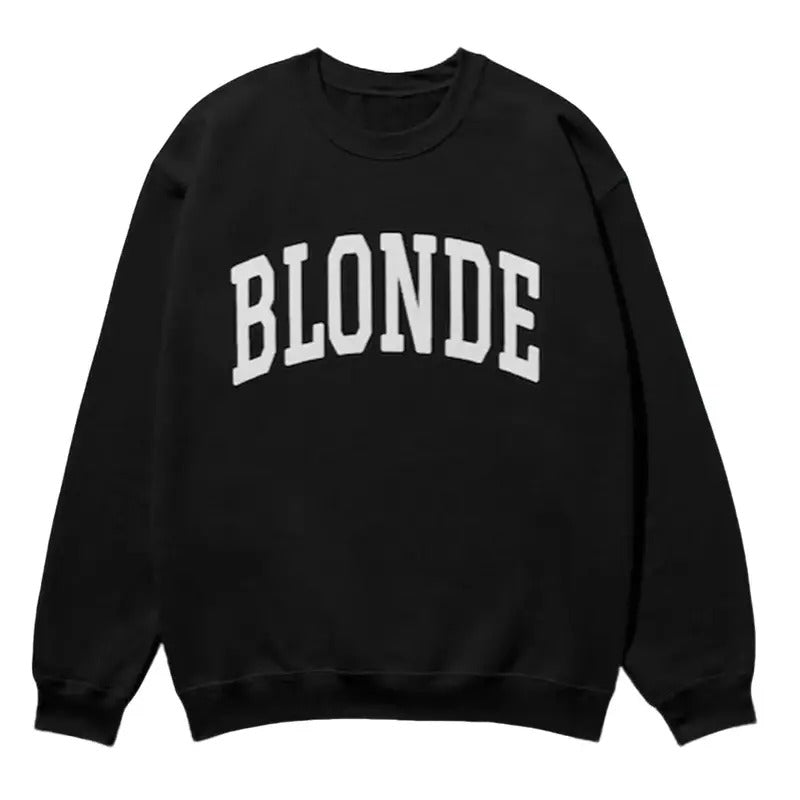 Blonde Sweatshirt Collegiate Crewneck Sweater Unisex Long Sleeve T-Shirts, Hoodie | HypeCrazeTee.com