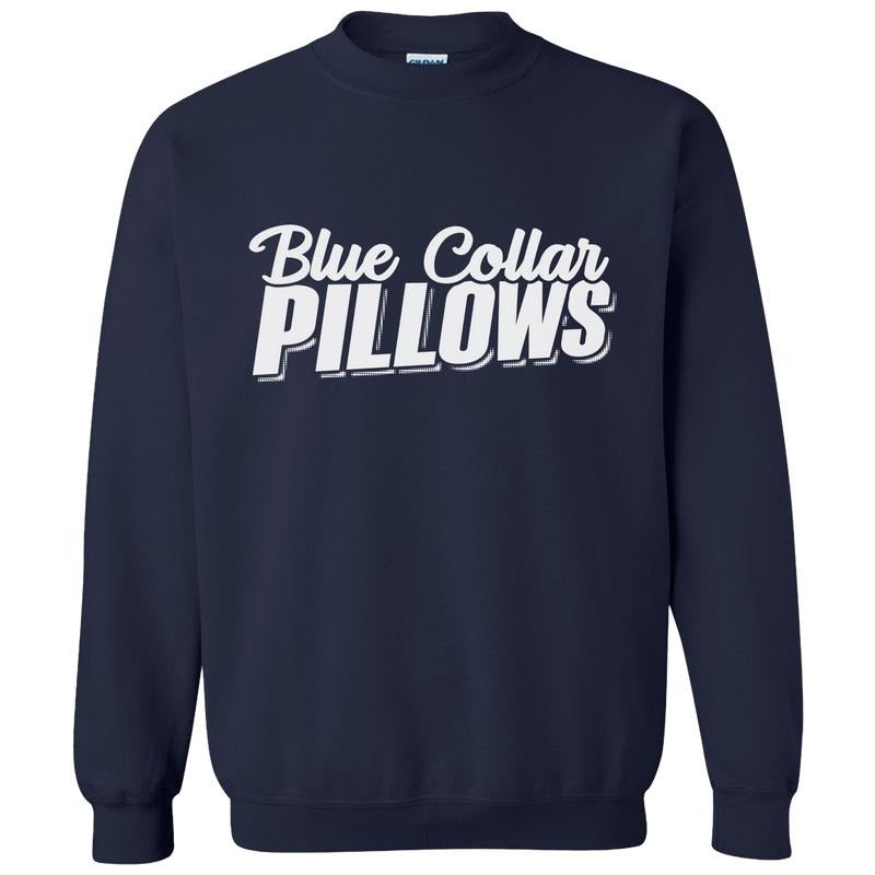 Blue Collar Pillows Navy Sweatshirt - Classic Unisex Crewneck Baggy Fit Comfort Soft Man Menswear T-Shirts, Hoodie