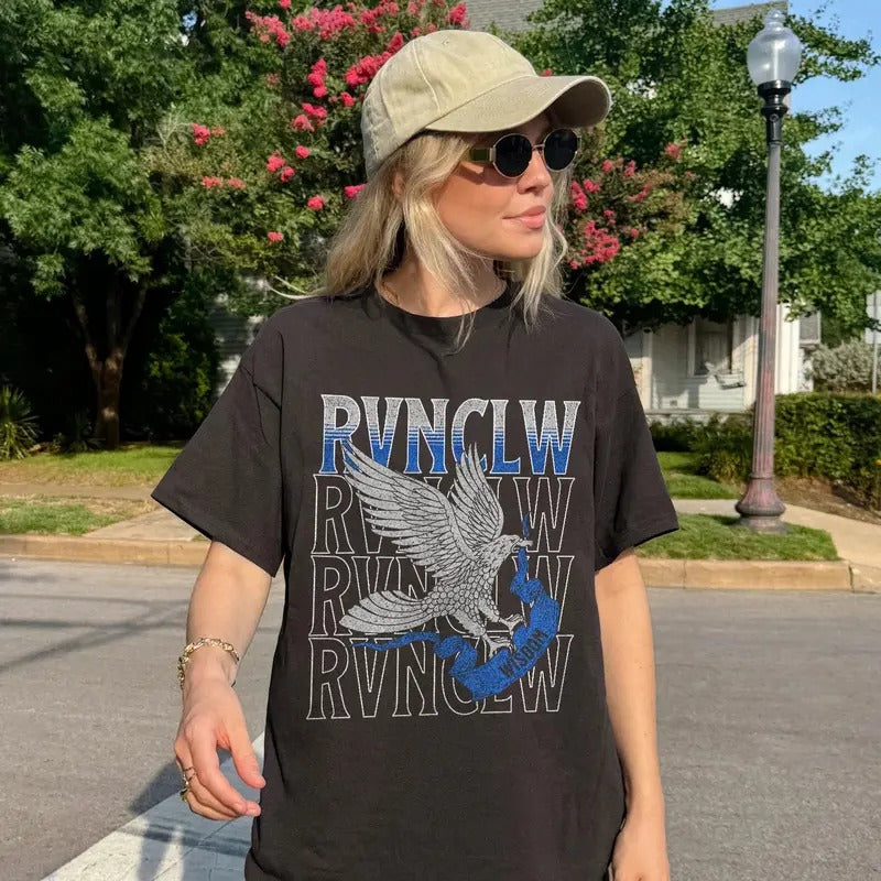 Blue House Comfort Colors T-Shirt, Wizard Vintage Band Tee, Lovegood Shirt, Potter Tees, HP Fan Gift, Oversized Pottery...