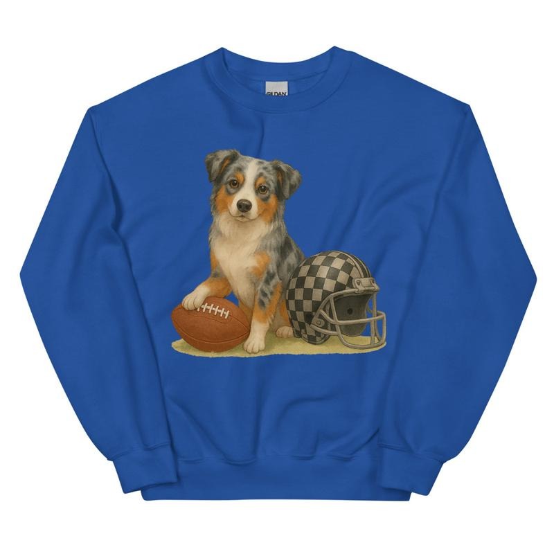 Blue Merle Aussie Football Sweatshirt - Unisex Apparel Relaxed Fit Printed In The USA Clothing Womenswear Casual Comfort...