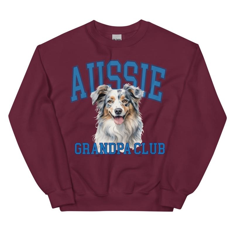 Blue Merle Aussie Grandpa Dog Sweatshirt T-Shirts, Hoodie | HypeCrazeTee.com