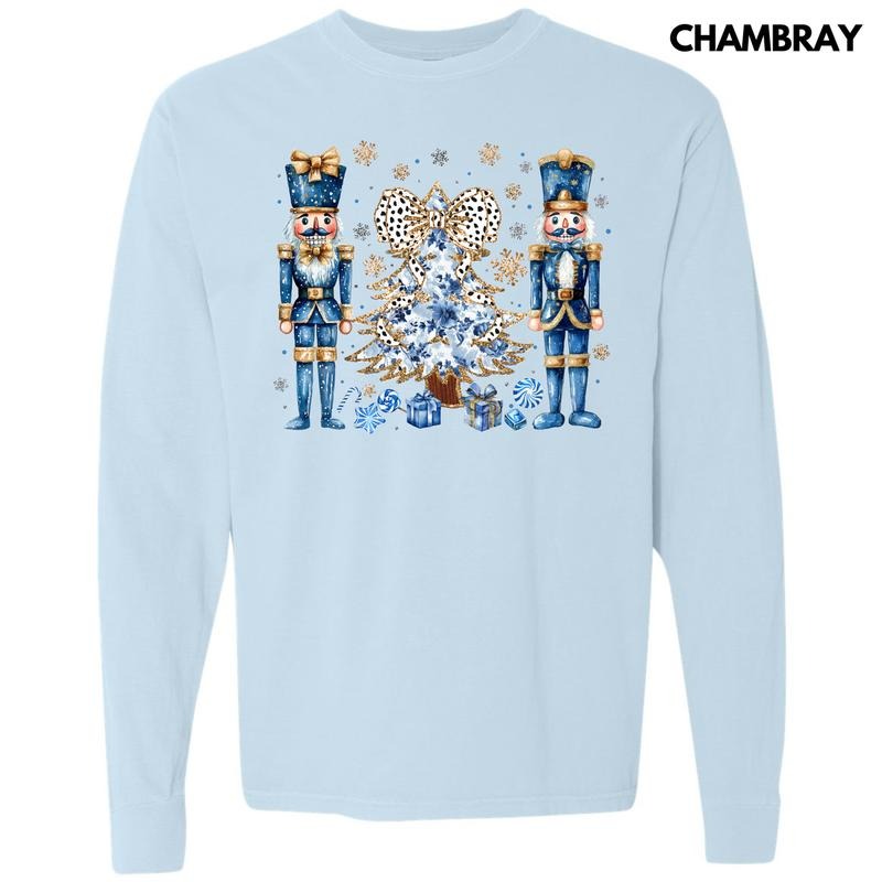 Blue Nutcracker Holiday Long Sleeve Comfort Colors T-Shirt 'NLB' Hoodie, Sweatshirt | HypeCrazeTee.com