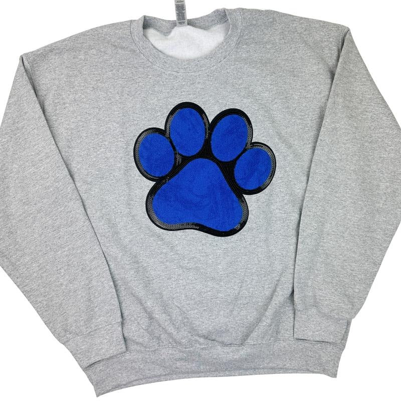 Blue Paw Chenille Patch Sweatshirt -- SPORT GREY T-Shirts, Hoodie | HypeCrazeTee.com