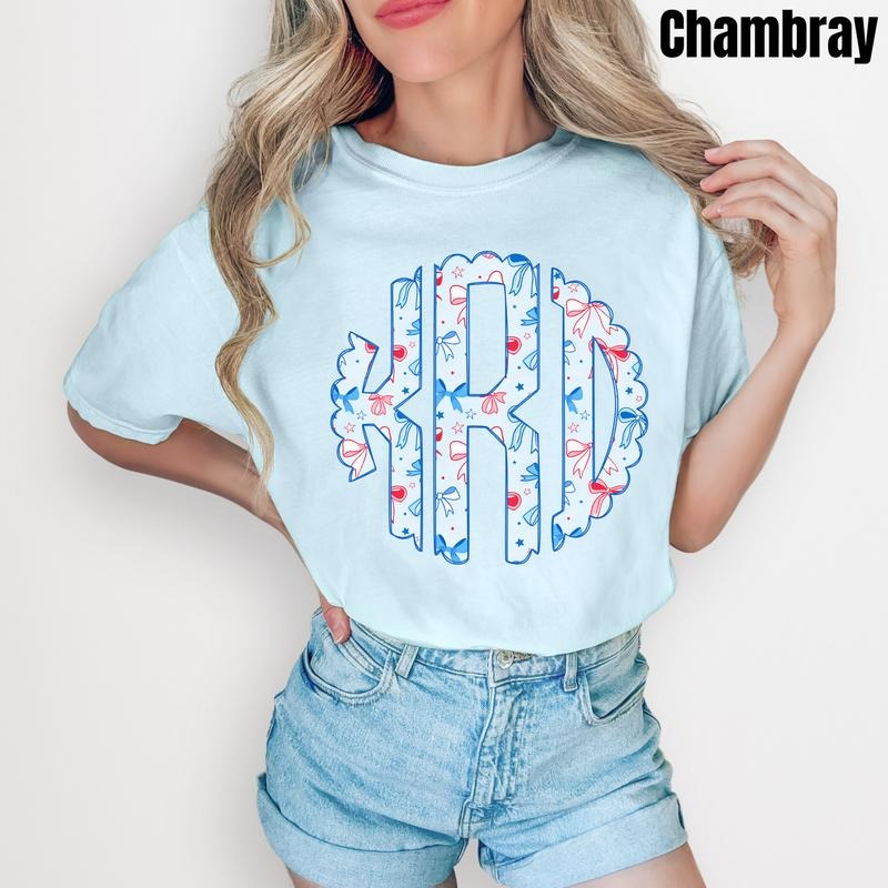 Blue USA Bows Monogram Comfort Colors T-Shirt 'NLB' Hoodie, Sweatshirt | HypeCrazeTee.com