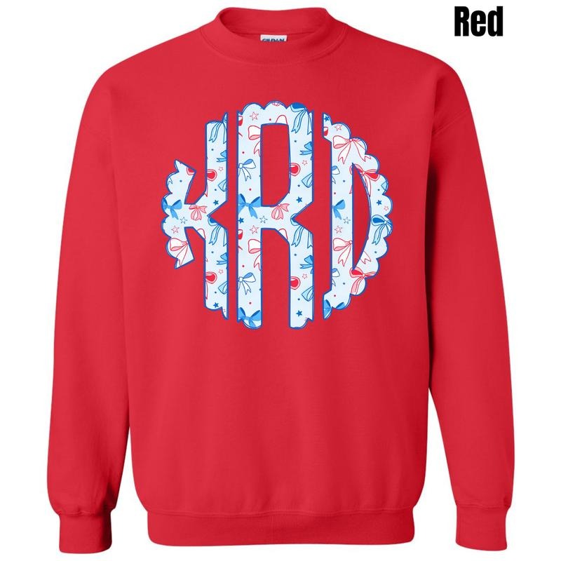 Blue USA Bows Monogram Sweatshirt 'NLB' T-Shirts, Hoodie | HypeCrazeTee.com