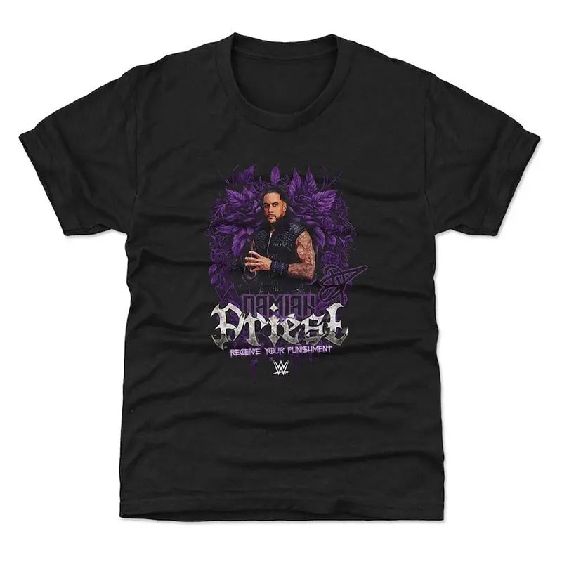 Black Damian Priest Receive Your Punishment Judgment Day Shirt Professional Wrestler Fan Crew Neck 100% Cotton Black White Red Navy Blue S 5XL T-Shirts, Hoodie, Sweatshirt
