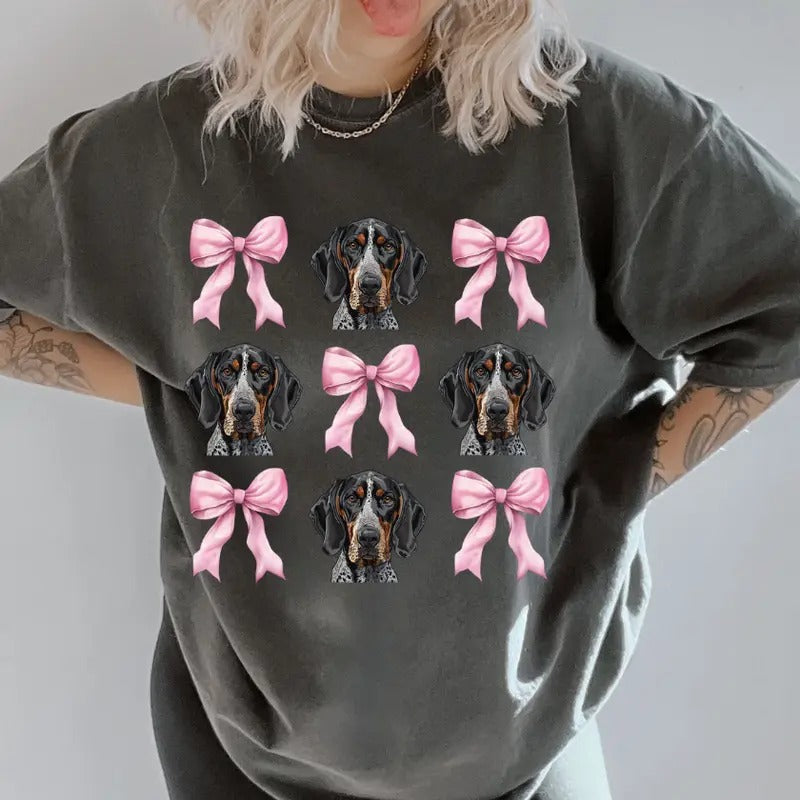 Bluetick Coonhound with bows Shirt ~ Unisex Apparel Relaxed Fit Printed In The USA Clothing Womenswear Casual Comfort...