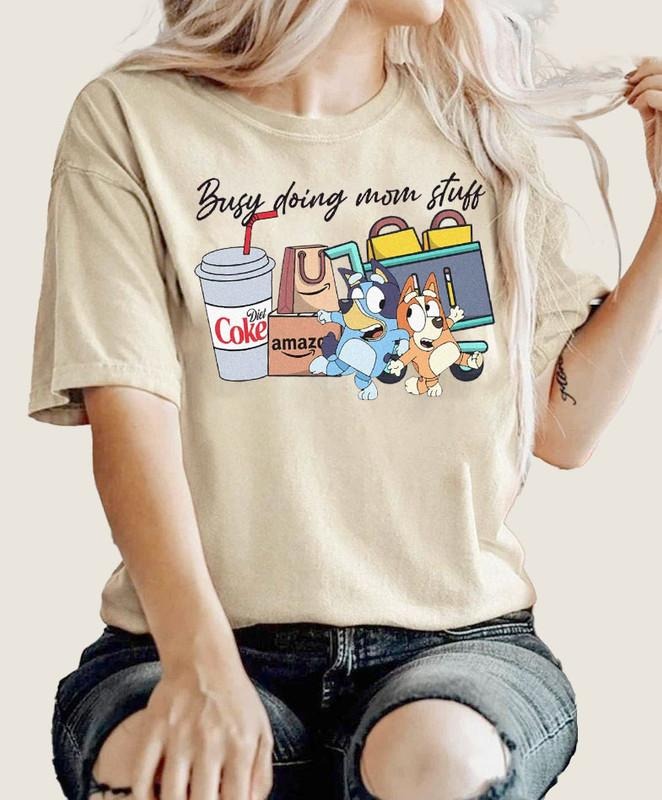 Bluey Busy Mom Shirt, Bluey Chili Bingo Family Matching Tshirt, Bluey Mother Day Gift For Her, Bluey And Bingo Couple...