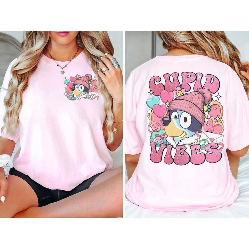 Bluey Cupid Vibes Valentine Day Sweatshirt, Bluey And Bingo Valentine Couple Shirt, Bluey Family Shirt, Bluey Bingo...