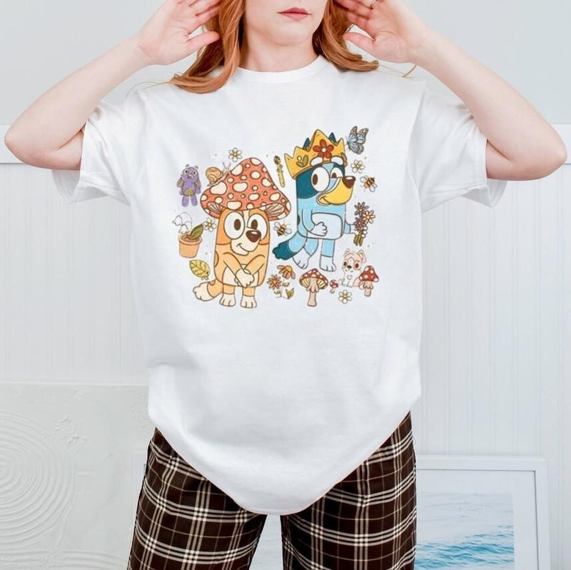 Bluey Mushroom T-Shirt, Bluey Unisex T-Shirt, Bluey and Bingo Shirt, Bluey Birthday Party, Bluey Family Printed T-Shirt...