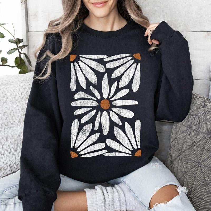 Boho Daisy Floral Sweatshirt T-Shirts, Hoodie | HypeCrazeTee.com