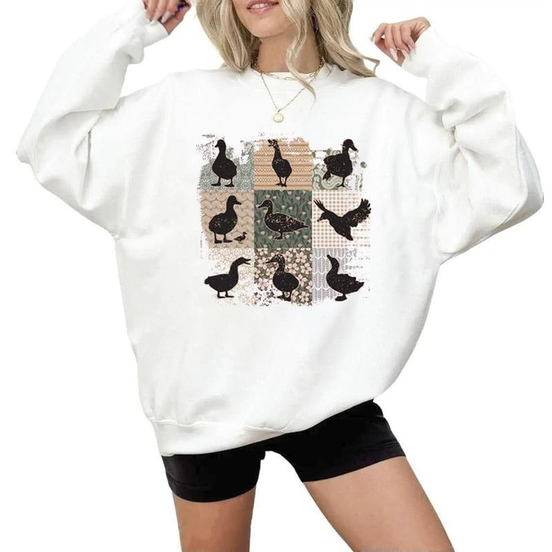 Boho Duck Retro Backyard Pet Ducks Floral Farmhouse Duck Lover Cotton Womenswear T-Shirts, Hoodie, Sweatshirt