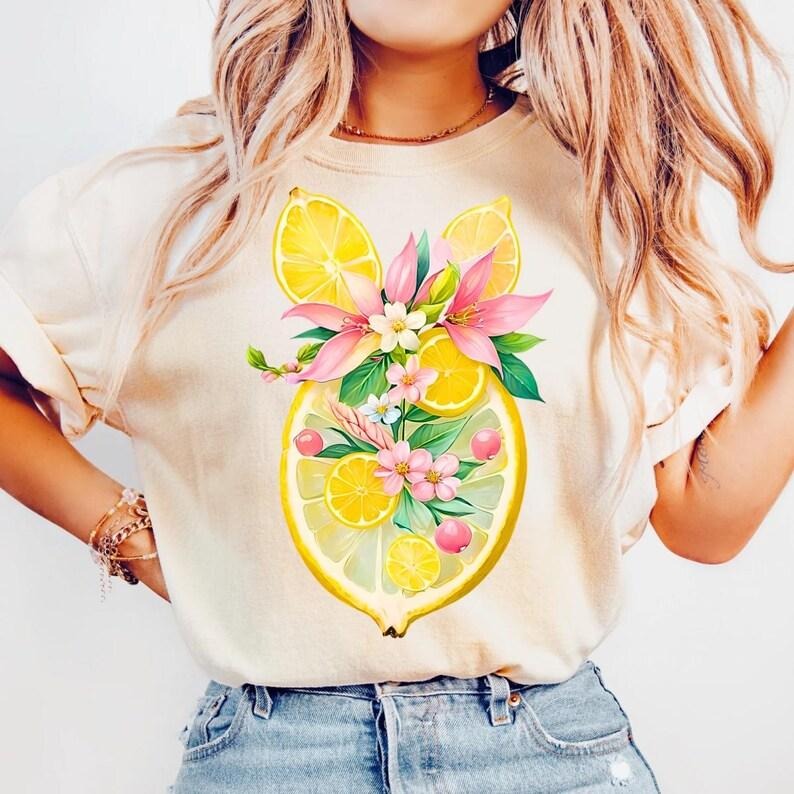 Boho Lemon Coquette Preppy Lemon Lemon Bow Summer Lemon Floral Lemon Retro Summer Girly Aesthetic T-Shirt Hoodie, Sweatshirt