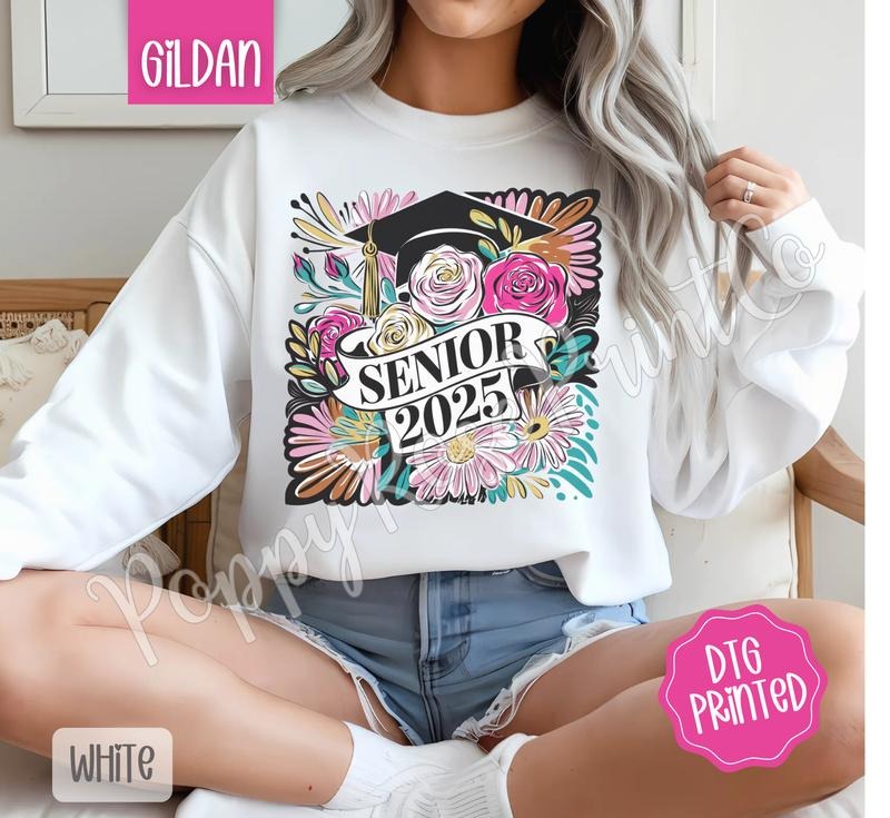 Boho Senior Sweatshirt, Cute Floral Sweater, Graduation Crewneck, Gift for Her T-Shirts, Hoodie | HypeCrazeTee.com