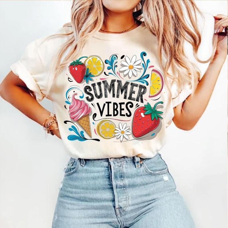 Boho Summer Vibes Retro Floral Beach Hello Girls Trip Strawberry T-Shirt Hoodie, Sweatshirt | HypeCrazeTee.com
