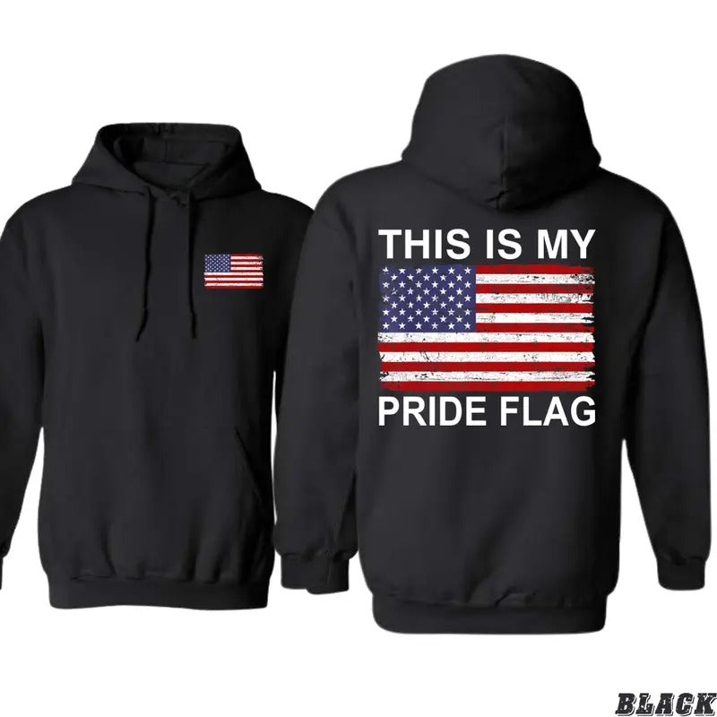 Bold American Flag Pride Flag Hoodie for Men, Unisex Design with 'This Is My Pride Flag' Statement - tiktok shop store,...