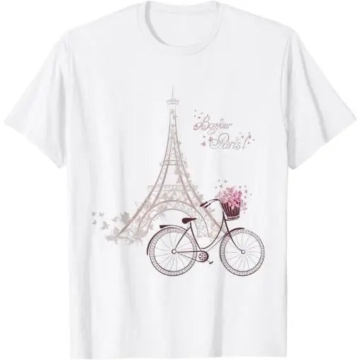 Bonjour Paris! Eiffel Tower Bicycle French Spring T-Shirt Made in USA Hoodie, Sweatshirt | HypeCrazeTee.com