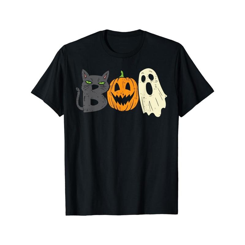 Boo Black Cat Pumpkin Cat Fun Halloween menswear T-shirt Made in USA Hoodie, Sweatshirt | HypeCrazeTee.com