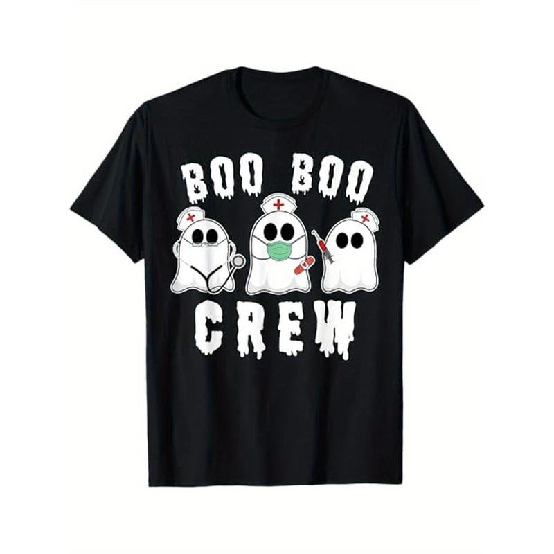 Boo Boo Crew Funny Nurse Halloween Ghost Costume T-Shirt, 100% Cotton, Halloween Thanksgiving Christmas Gift for Men...