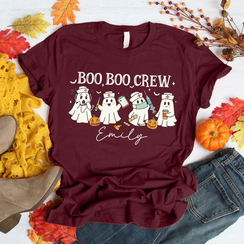 Boo Boo Crew Nurse Ghost Halloween T-Shirt for Women Personalized Cute Spooky Nurse Tee Hoodie, Sweatshirt | HypeCrazeTee.com