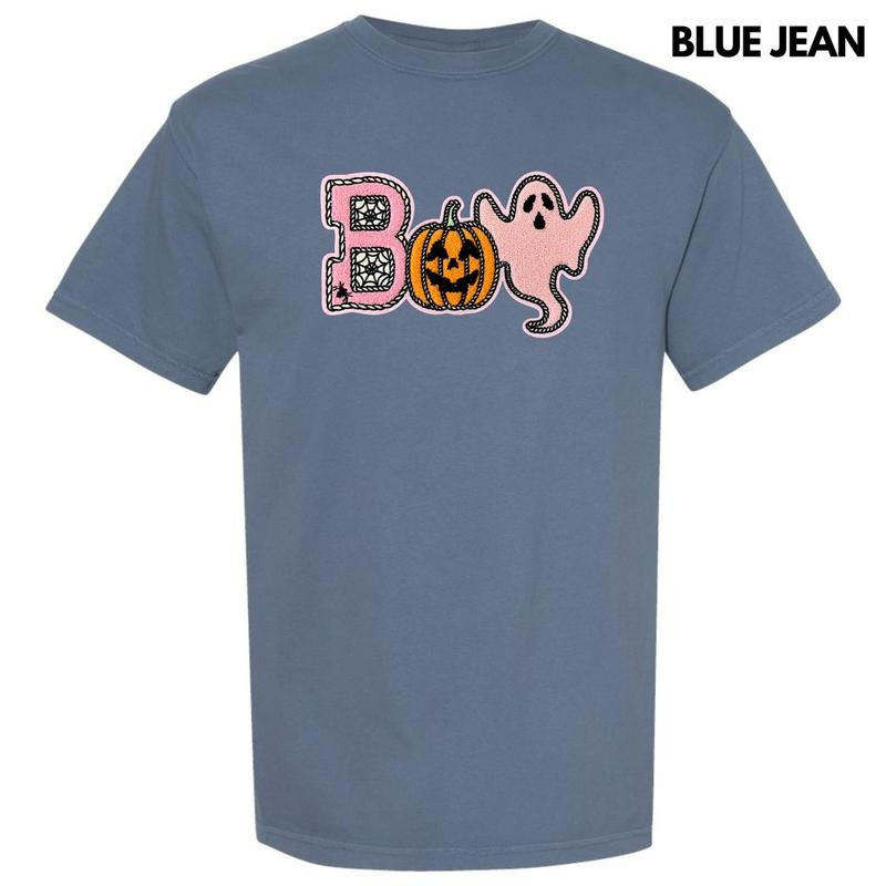 Boo Spider Pumpkin Ghost Chenille Patch Comfort Colors T-Shirt Hoodie, Sweatshirt | HypeCrazeTee.com