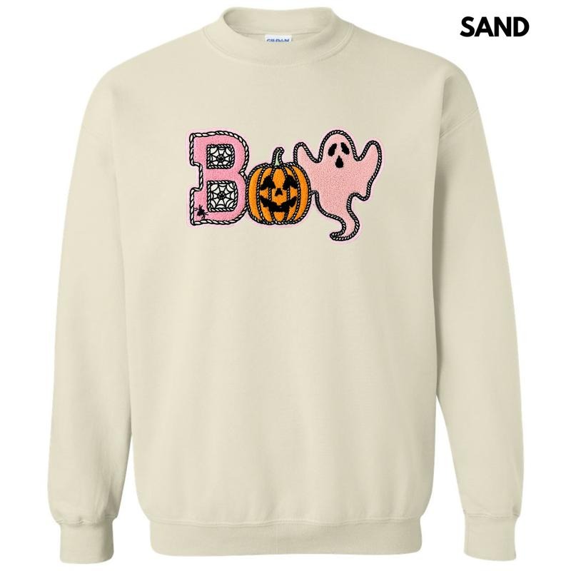 Boo Spider Pumpkin Ghost Chenille Patch Sweatshirt T-Shirts, Hoodie | HypeCrazeTee.com