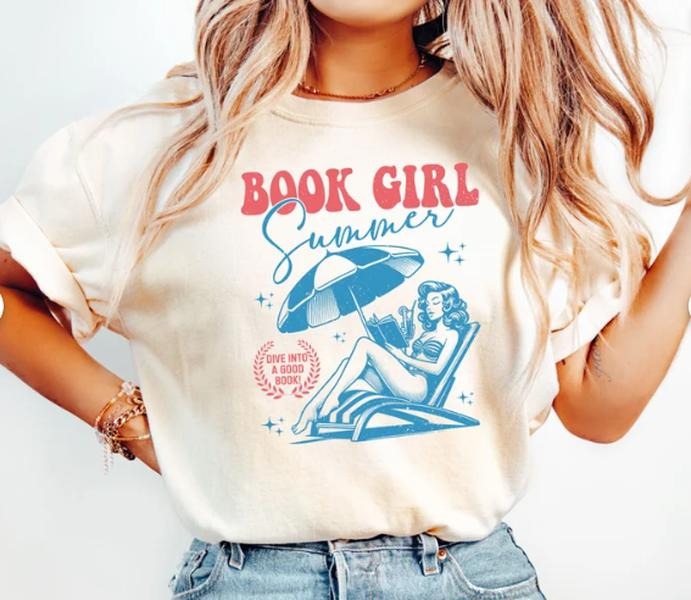 Book Girl Summer Shirt, Beach Book Lover,Summer Bookish Funny Reader Oversized Beach Shirt, Bookish Vacation...