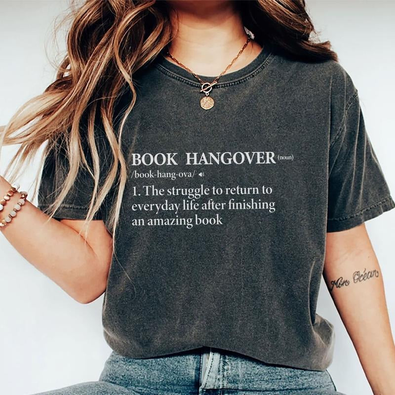 Book Hangover Shirt, Book Lover Tee, Book Worm Graphic Printed Tee, Book Hangover Definition Unhinged Shirt, Bookish...