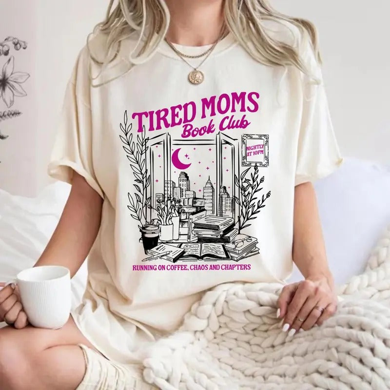 Book Mom Shirt, Tired Mom Book Club, Book Lover Tee, Booktrovert Gift graphic women Hoodie, Sweatshirt | HypeCrazeTee.com