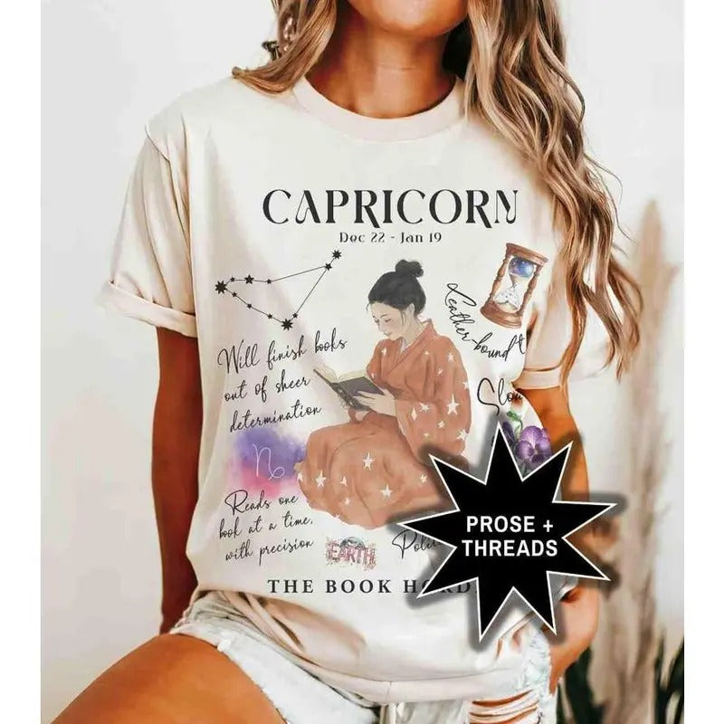 Bookish Capricorn Zodiac Shirt Capricorn Shirt Capricorn December January Book Lovers Tiktok Bookstagram T-Shirts, Hoodie, Sweatshirt