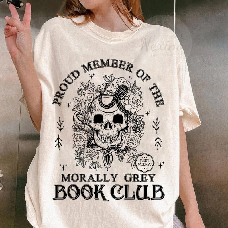 Bookish Merch Morally Grey Book Club Shirt- Book Lover Gift, Funny Reading Shirt, Smut Reader Spicy Books Tee Dark...