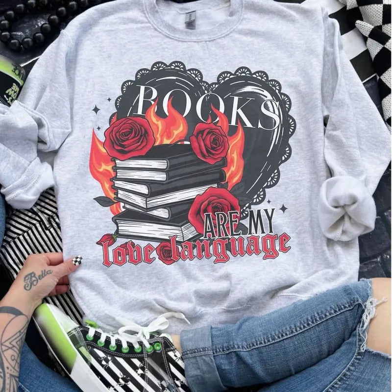 Books Are My Love Language Ash Grey Sublimation T-Shirts, Hoodie, Sweatshirt