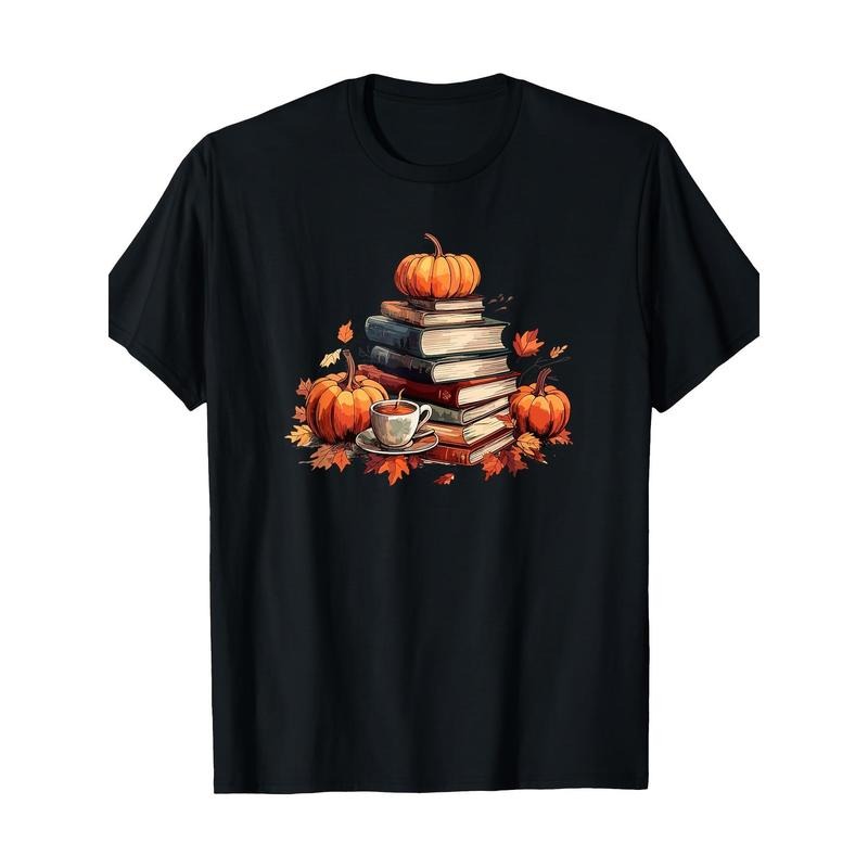 Books Coffee Autumn Leaves and Pumpkin Vintage Library T-shirt Made in USA Hoodie, Sweatshirt | HypeCrazeTee.com