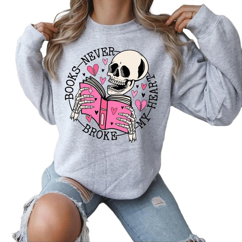 Books Never Broke my Heart Crewneck Sweatshirt T-Shirts, Hoodie | HypeCrazeTee.com