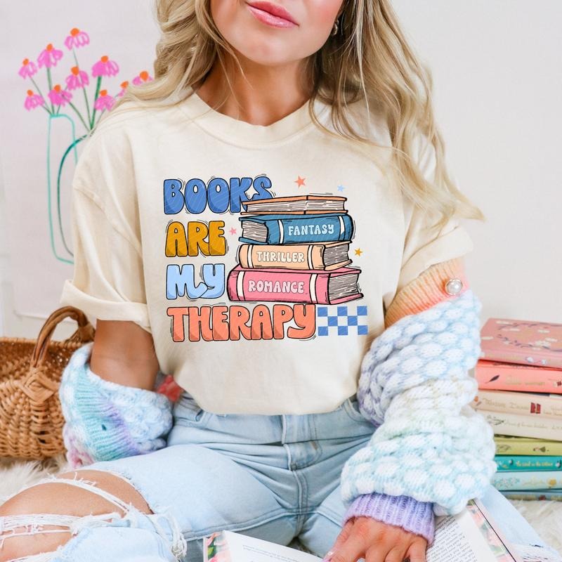 Books are my Therapy DTF Transfers - THIS IS NOT A SHIRT Hoodie, Sweatshirt | HypeCrazeTee.com