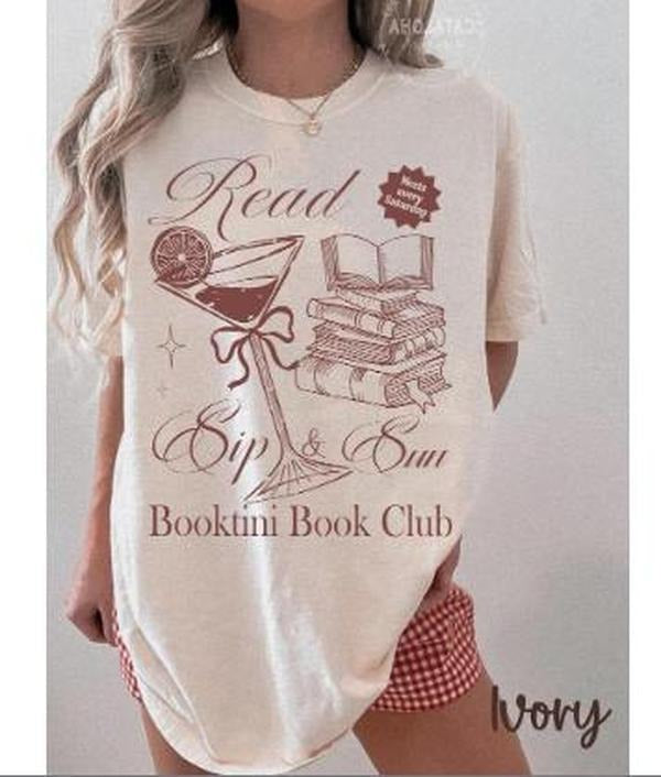 Booktini book club shirt, Book Girl Summer Shirt, Beach Book Lover, Summer Bookish, Funny Reader Oversized Beach Shirt,...