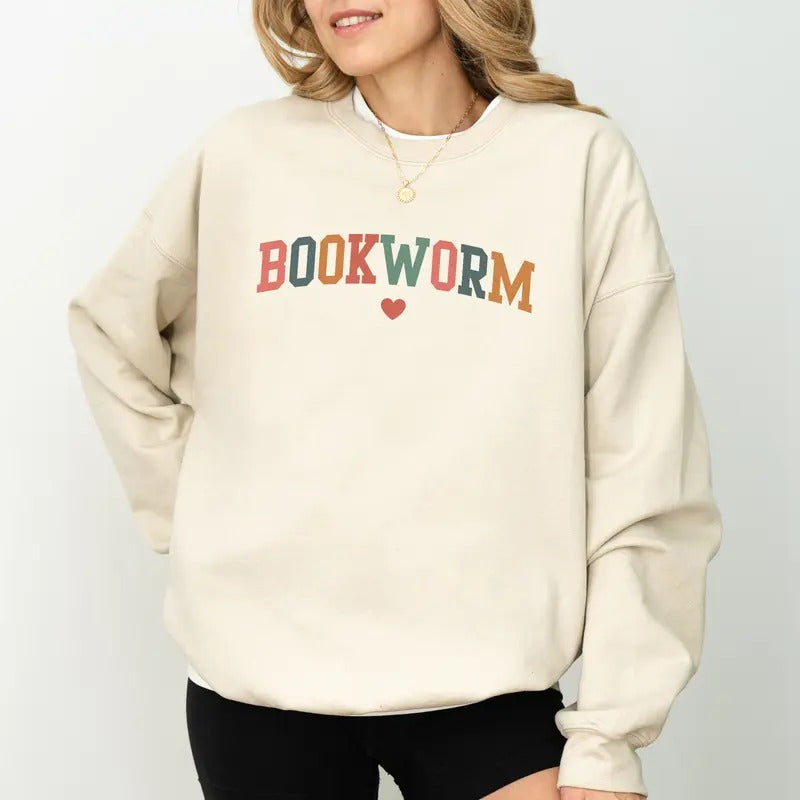 Bookworm Sweatshirt, Vintage Bookish Sweatshirt, Book Lover Graphic Printed Sweater, Bookworm Crewneck, Booktok...
