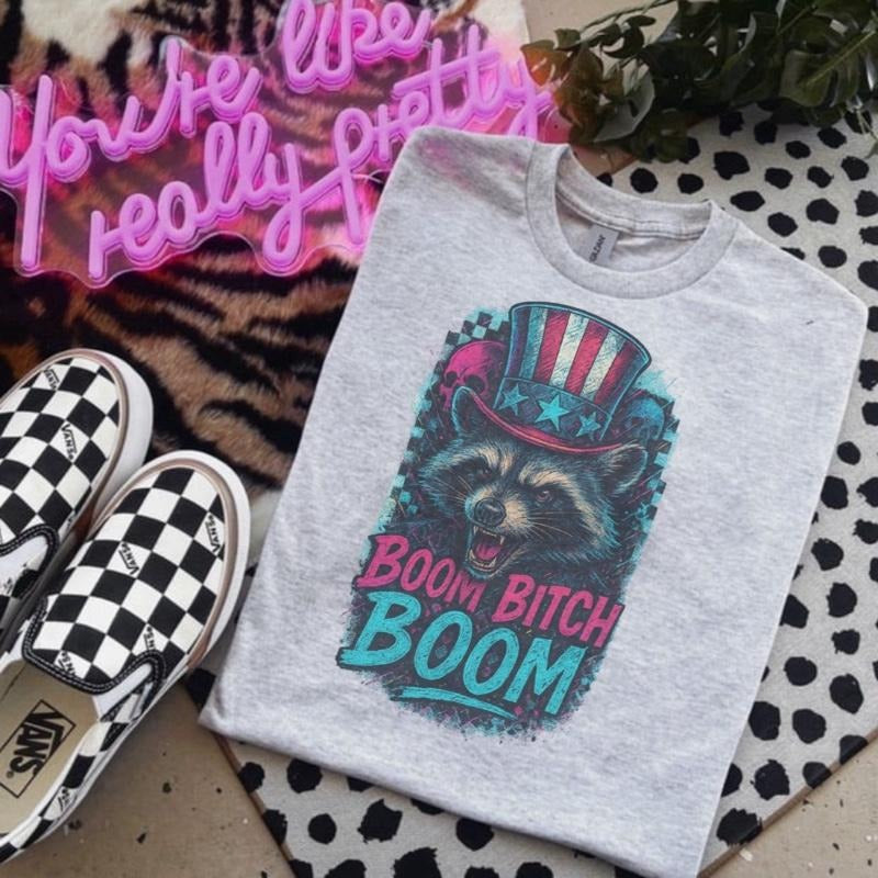 Boom B*Tch Boom Raccoon 4th July Shirt 4th July Shirt Shirts Bleached Shirt Gildan Funny Shirt T-Shirts, Hoodie, Sweatshirt