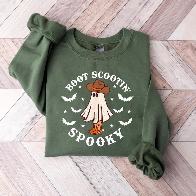 Boot Scootin Spooky Sweatshirt, Cute Spooky Halloween Shirt, Cowboy Ghost Shirt, Western Halloween Shirt, Halloween Gift...