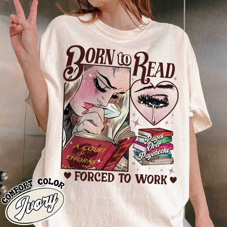 Born To Read Bookish  Shirt, Funny Reader Book Addict,Bookish Gift For Her,Dark Romance,Smut Shirt Gift Booktok,Sjm Book...