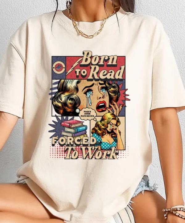 Born To Read Retro Shirt - Unisex Medium-Heavy Fabric Casual Long Sleeve T-Shirt with Graphic Design, Available in...