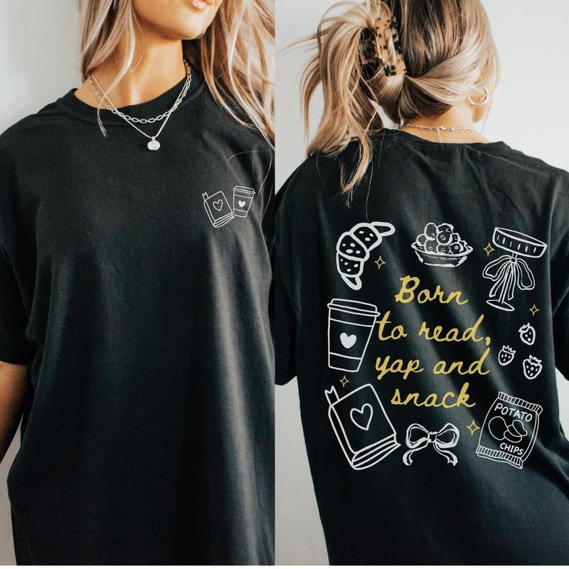 Born To Read Sweet Treat T-Shirt, Booktrovert Sweatshirt, Coquette Top, Kidcore Romance Book Merch, Romantasy Born To Yap...