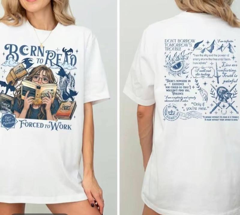 Born Read Onyx Storm Shirt Forced Work Fourth Wings Shirt Dragon Rider Rebecca Yorros Inspired Fantasy Reader Bookish T-Shirts, Hoodie, Sweatshirt