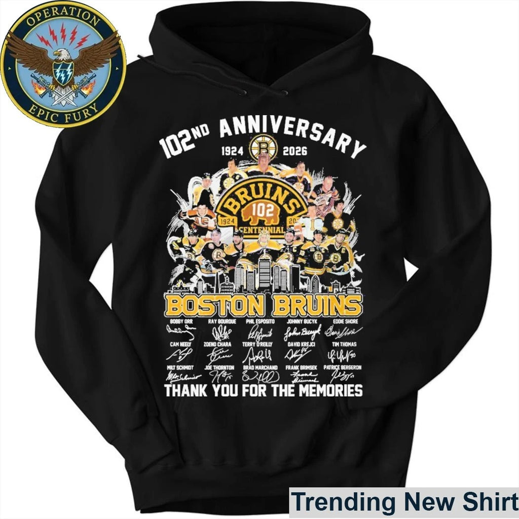 Boston Bruins 102nd Anniversary Centennial 1924 2026 Thank You For The Memories Signatures Shirt