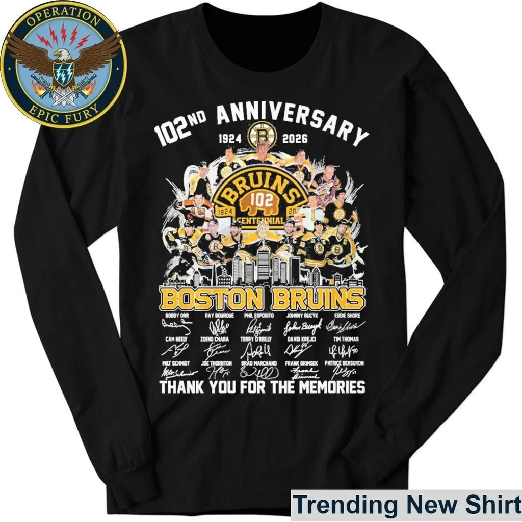 Boston Bruins 102nd Anniversary Centennial 1924 2026 Thank You For The Memories Signatures Shirt