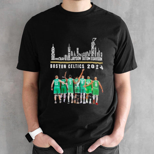 Boston Celtics 2024 Skyline Team Players Name signatures Shirt