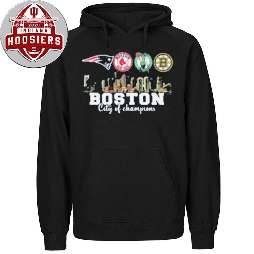 Boston City of Champions Skyline Sports Teams Logo T-Shirt
